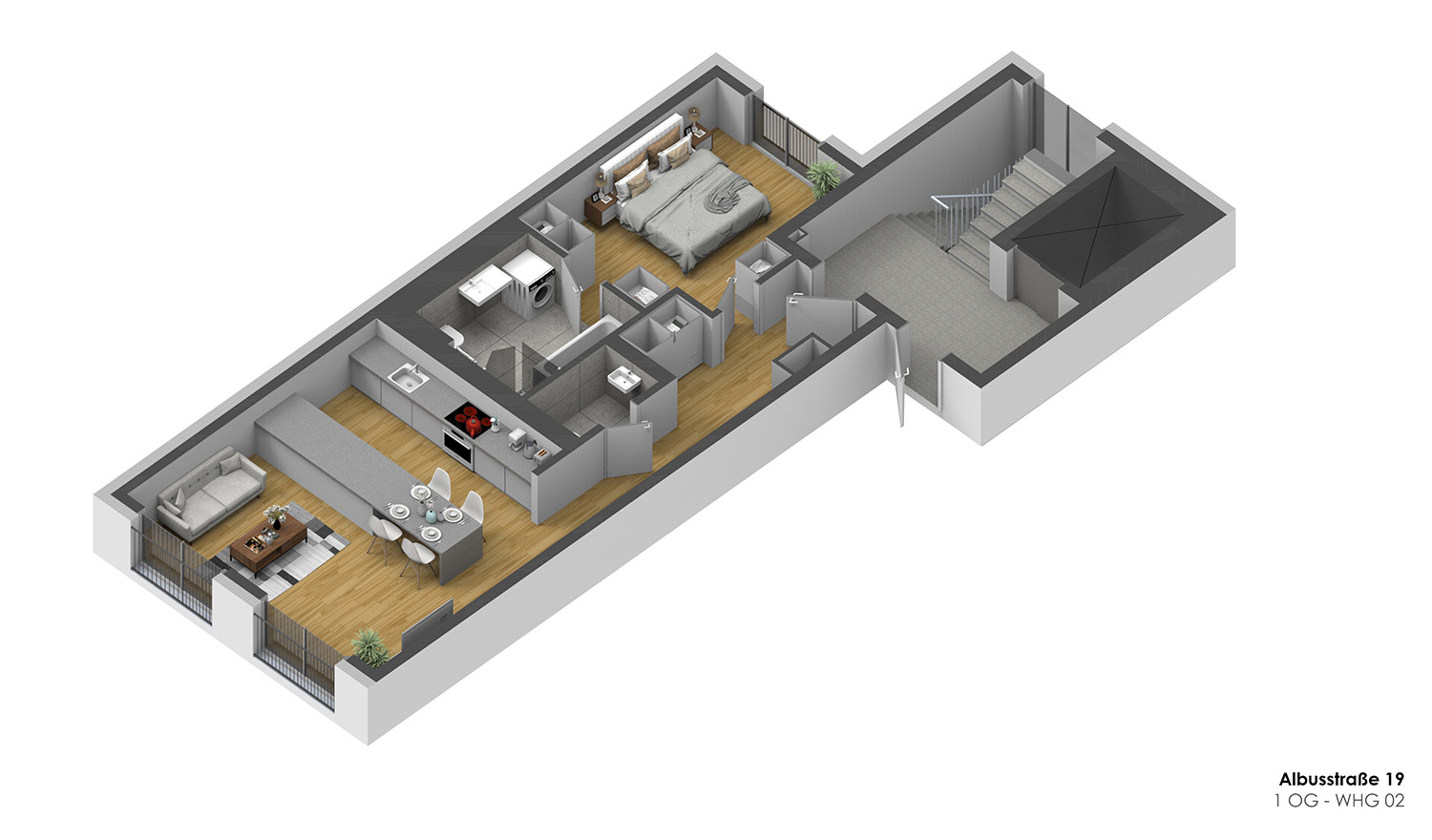 Albusstraße 19 - 1OG - WHG02 - 3D